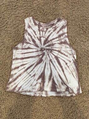 Brown and White Tye Dye Tank Top
